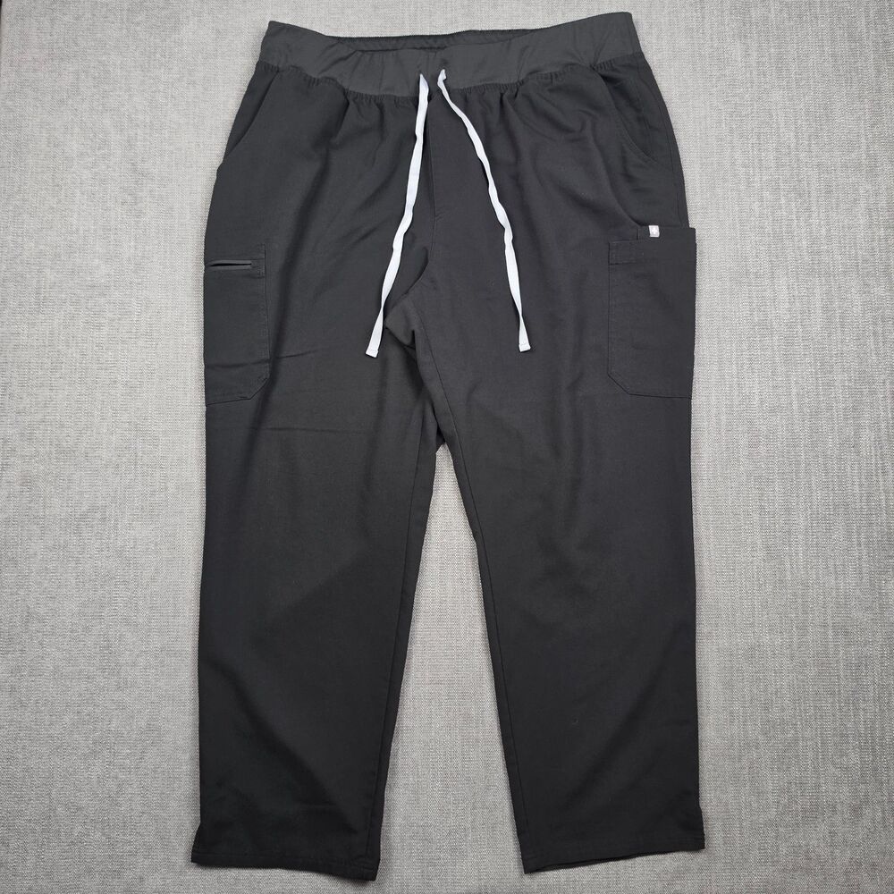 FIGS Technical Collection Scrub Pants Womens 4XL Black Drawstring Cargo Medical